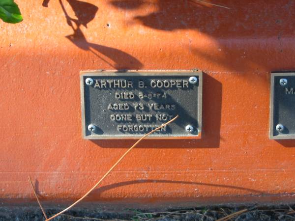 Arthur B. COOPER, died 8-9-74 aged 73 years;  | Logan Village Cemetery, Beaudesert  | 
