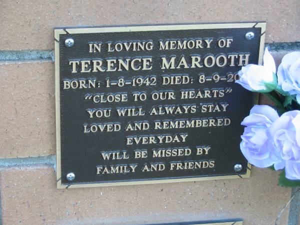 Terrence MAROOTH born 1-8-1942 died 8-9-2003;  | Logan Village Cemetery, Beaudesert  | 