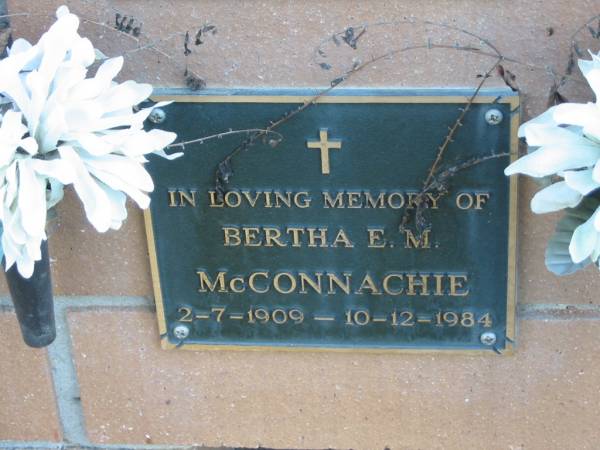 Bertha E.M. McCONNACHIE 2-7-1909 - 10-12-1984;  | Logan Village Cemetery, Beaudesert  | 
