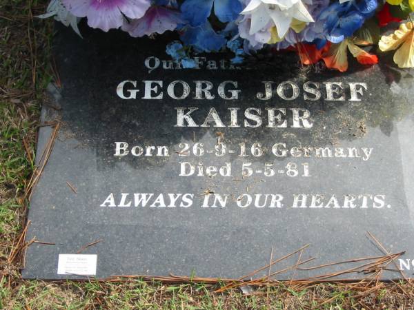father Georg Josef KAISER born 26-9-16 Germany died 5-5-81;  | Logan Village Cemetery, Beaudesert  | 