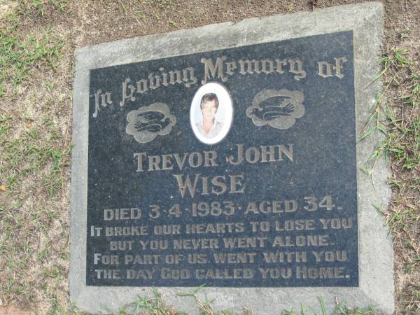 Trevor John WISE died 3-4-1983 aged 34;  | Logan Village Cemetery, Beaudesert  | 