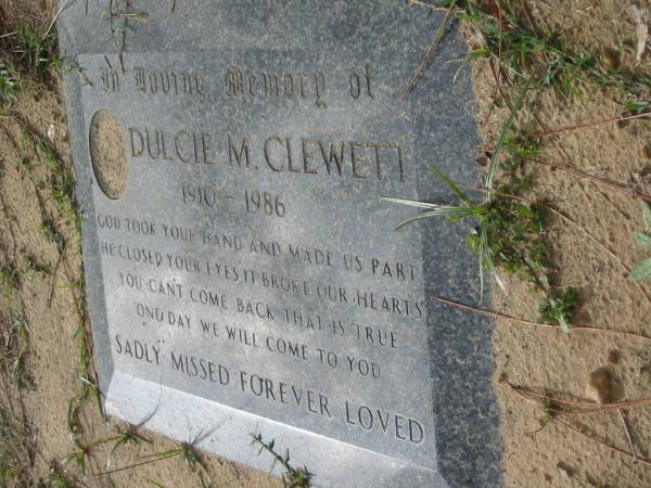 Dulcie M. CLEWETT, 1910-1986;  | Logan Village Cemetery, Beaudesert  | 