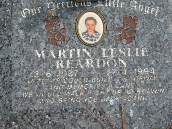 Martin Leslie REARDON, 23-6-1987 - 27-4-1994;  | Logan Village Cemetery, Beaudesert Shire  | 