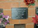 
E.D. CARPENTER (Lily OXENFORD),
born 20-11-1907,
died 17-01-2005;
Lower Coomera cemetery, Gold Coast

