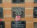
Caroline BEATTIE,
died 13 July 1975 aged 92 years;
Lower Coomera cemetery, Gold Coast
