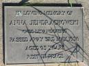 
Anna JENDRACHOWSKI (nee LEVANDOFSKI),
died 3 May 1936 aged 93 years;
St Michaels Catholic Cemetery, Lowood, Esk Shire
