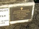 
Gustav Paul MANTHEY, husband father,
died 12 Aug 1939 aged 73 years;
Maria MANTHEY, mother,
died 6 Sept 1950 aged 83 years;
Peter MANTHEY, husband of Juliane,
15-3-1839 - 15-2-1901 aged 61 years;
Antonious Peter MANTHEY,
died 14 March 1966 aged 72 years;
Juliane MANTHEY, wife of Peter,
14-10-1841 - 16-10-1906 aged 65 years;
St Michaels Catholic Cemetery, Lowood, Esk Shire
