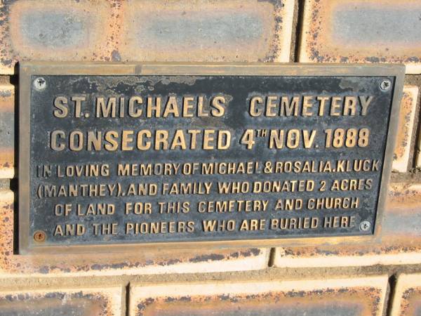 Michael & Rosalia KLUCK (MANTHEY);  | St Michael's Catholic Cemetery, Lowood, Esk Shire  | 