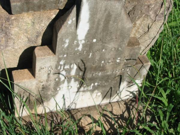 Martin GARSKE, husband of Pauline GARSKE,  | died 12 March? 1895 aged 38 years;  | St Michael's Catholic Cemetery, Lowood, Esk Shire  | 