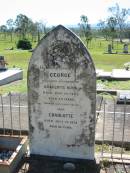 George (NUNN) (husband of Charlotte NUNN) 10 Nov 1908, aged 65 Charlotte (NUNN) 13 Jul 1932, aged 86 Lowood General Cemetery  