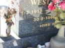 
Jarvis Noel WEST
b: 1 Mar 1916, d: 30 Aug 1996
Lowood General Cemetery

