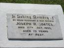 Joseph R COATES 17 Oct 1953, aged 75 Lowood General Cemetery  