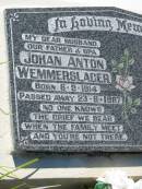 Johan Anton WEMMERSLAGER b: 6 Sep 1914, d: 23 Jun 1987 Lowood General Cemetery  