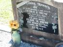
Arthur F PAYNE
13 Aug 1970, aged 71
Elsie M PAYNE
27 Mar 1983, aged 78
Lowood General Cemetery

