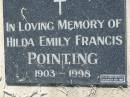 Hilda Emily Francis POINTING 1903 - 1998 Lowood General Cemetery  