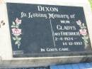 Gladys DIXON (nee FRIEDRICH) b: 2 Apr 1924, d: 14 Dec 1997 Lowood General Cemetery  