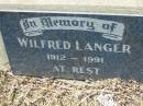 Wilfred LANGER 1912 - 1991 Lowood General Cemetery  