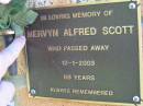 Mervyn Alfred SCOTT 12 Jan 2003, aged 68 Lowood General Cemetery  