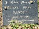 Irene Mary RANDELL b: 25 Jun 1913, d: 10 Nov 1989 Lowood General Cemetery  
