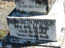 
William PATRICK
December 31 1927 aged 71
Elizabeth PATRICK
19 Nov 1934, aged 76
(daughter) Esther J PATRICK
27 Oct 1950, aged 67
Lowood General Cemetery

