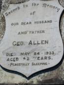 
Geo ALLEN
24 May 1933, aged 22
Lowood General Cemetery

