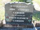 John Stewart CAMERON (wife) Evelyn Elizabeth CAMERON Lowood General Cemetery  
