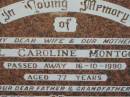 Muriel Caroline MONTGOMERY (wife) 16 Oct 1990, aged 77 Leslie MONTGOMERY 18 Jun 1999, aged 86 Lowood General Cemetery  