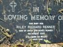Riley Richard RENNER (baby son of Craig and Renee RENNER) 4 Aug 2003, stillborn 39 weeks Lowood General Cemetery  