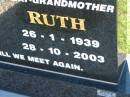 Ruth ENGLAND b: 26 Jan 1939, d: 28 Oct 2003 Lowood General Cemetery  