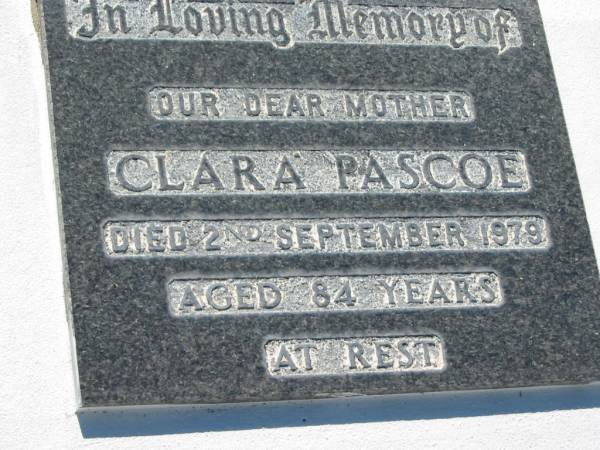 Clara PASCOE  | 2 Sep 1979, aged 84  | Lowood General Cemetery  |   | 