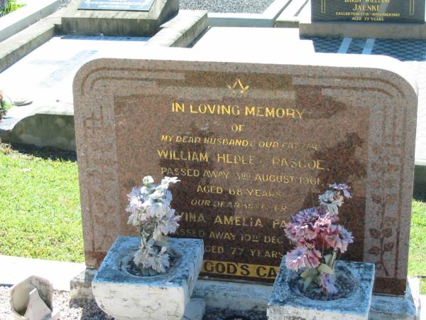 William Hedley PASCOE  | 3 Aug 1961, aged 68  | Alvina Amelia PASCOE  | 10 Dec 1974, aged 77  | Lowood General Cemetery  |   | 