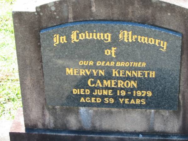 Mervyn Kenneth CAMERON  | 19 Jun 1979, aged 59  | Lowood General Cemetery  |   | 