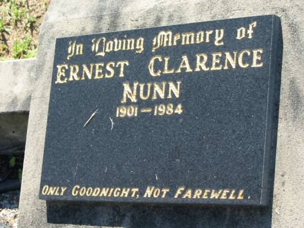 Ernest Clarence NUNN  | 1901 - 1984  | Lowood General Cemetery  |   | 