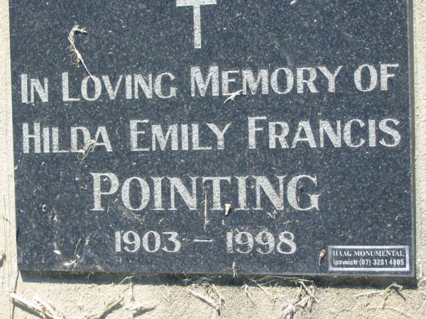 Hilda Emily Francis POINTING  | 1903 - 1998  | Lowood General Cemetery  |   | 