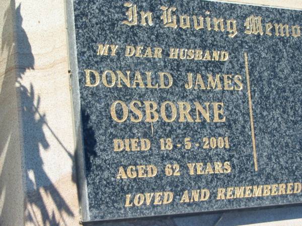 Donald James OSBORNE  | d: 18 May 2001, aged 62  | Lowood General Cemetery  |   | 