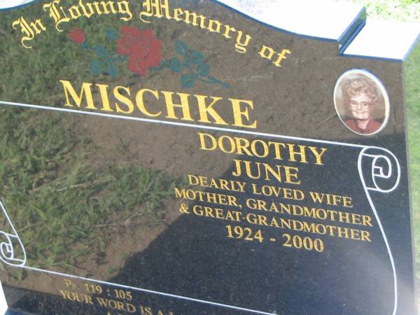 Dorothy June MISCHKE  | 1924 - 2000  | Lowood General Cemetery  |   | 
