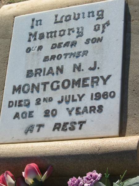 Brian N J MONTGOMERY  | 2 Jul 1960, aged 20  | Lowood General Cemetery  |   | 
