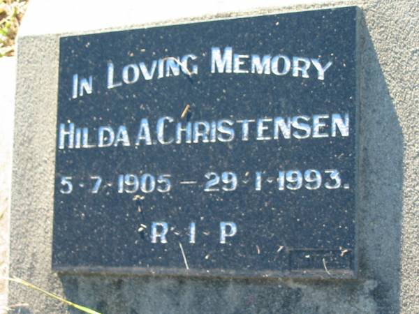 Hilda A CHRISTENSEN  | b: 5 Jul 1905, d: 29 Jan 1993  | Lowood General Cemetery  |   | 