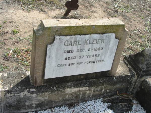 Carl KLEIER, died 6 Dec 1880 aged 37 years;  | Lowood Trinity Lutheran Cemetery (Bethel Section), Esk Shire  | 