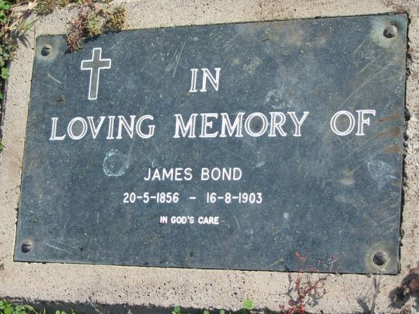 James BOND, 20-5-1856 - 16-8-1903;  | Lowood Trinity Lutheran Cemetery (Bethel Section), Esk Shire  | 