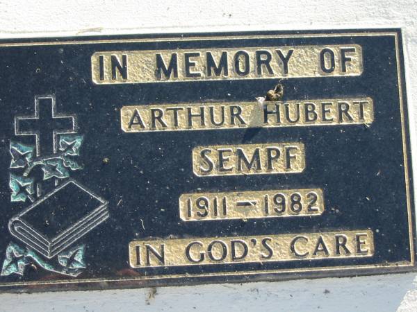 Arthur Hubert SEMPF, 1911-1982;  | Lowood Trinity Lutheran Cemetery (Bethel Section), Esk Shire  | 