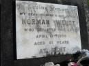 
Norman WENDT, died 17 APril 1976 aged 61 years, husband father;
Lowood Trinity Lutheran Cemetery (St Marks Section), Esk Shire
