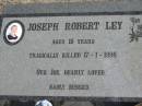 
Joseph Robert LEY, killed 17-1-1998, aged 10 years;
Lowood Trinity Lutheran Cemetery (St Marks Section), Esk Shire
