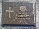 
F PONTEE, MM
9 Apr 1949, aged 53
Lutwyche Cemetery, Brisbane
