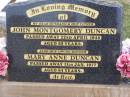 
John Montgomery DUNCAN, husband father,
died 22 April 1948 aged 62 years;
Mary Anne DUNCAN, mother,
died 11 Jan 1977 aged 84 years;
Ma Ma Creek Anglican Cemetery, Gatton shire
