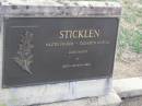 
Walter Francis STICKLEN;
Elizabeth McNicol STICKLEN;
parents of David, Alexena & Alban;
Ma Ma Creek Anglican Cemetery, Gatton shire
