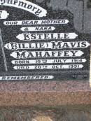 
Ronald George MAHAFFEY,
husband father poppa,
born 15 Aug 1913 died 3 Aug 1985;
Estelle (Billie) Mavis MAHAFFEY,
mother nana,
born 10 July 1914 died 20 Oct 1991;
Ma Ma Creek Anglican Cemetery, Gatton shire
