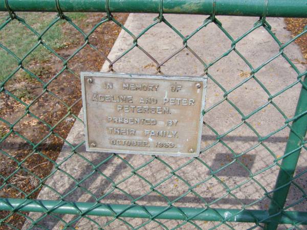 Adeline & Peter PETERSEN,  | presented Oct 1969;  | Ma Ma Creek Anglican Cemetery, Gatton shire  | 