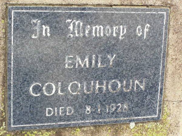 Emily COLQUHOUN,  | died 8-1-1928;  | Ma Ma Creek Anglican Cemetery, Gatton shire  | 