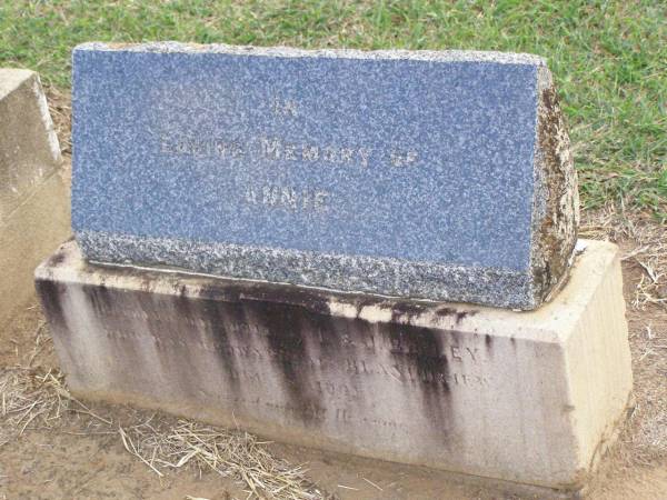 Annie, daughter of L. & J. BAILEY,  | drowned Blanchview 8 Dec 1931;  | Ma Ma Creek Anglican Cemetery, Gatton shire  | 